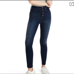 Madewell 10” High Rise Skinny Dark Wash Button Fly Jeans